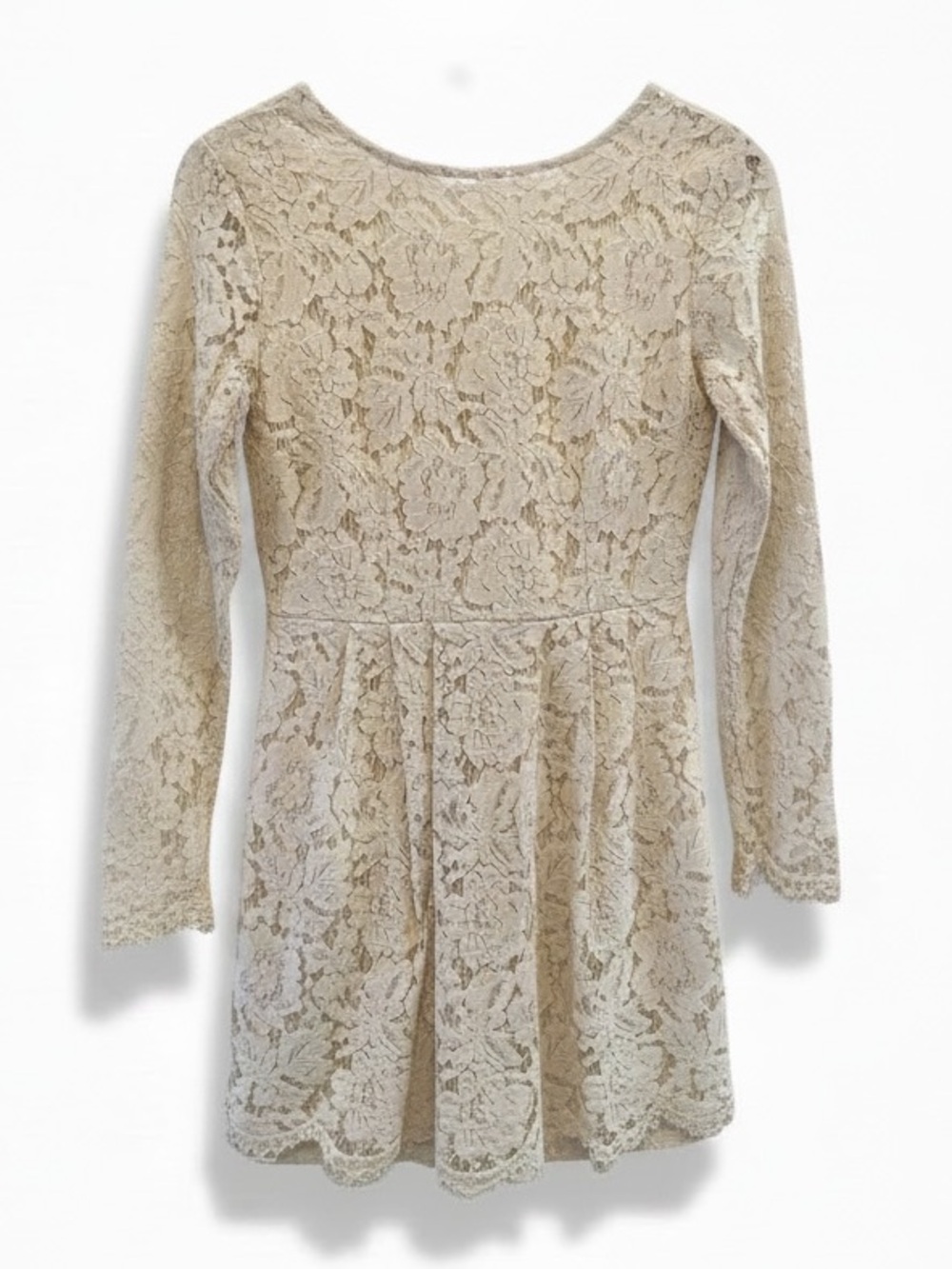 Bohme Cream Lace Long-Sleeve Midi Dress